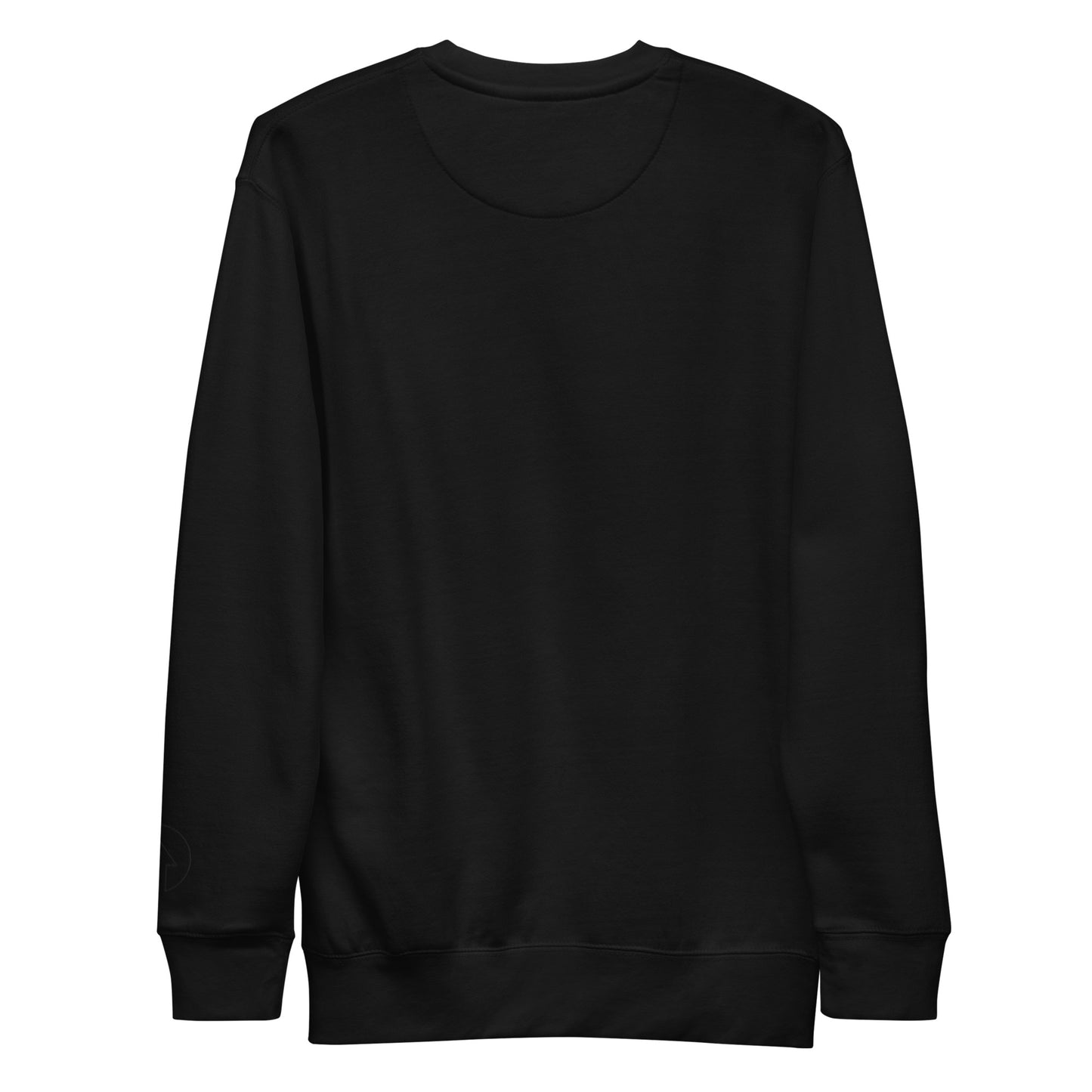 On The Way Up Apparel's Signature Embroidered Logo Sweatshirt, featuring a plain black crew neck design with long sleeves and ribbed cuffs, crafted in premium quality fabric, is displayed on a white background.